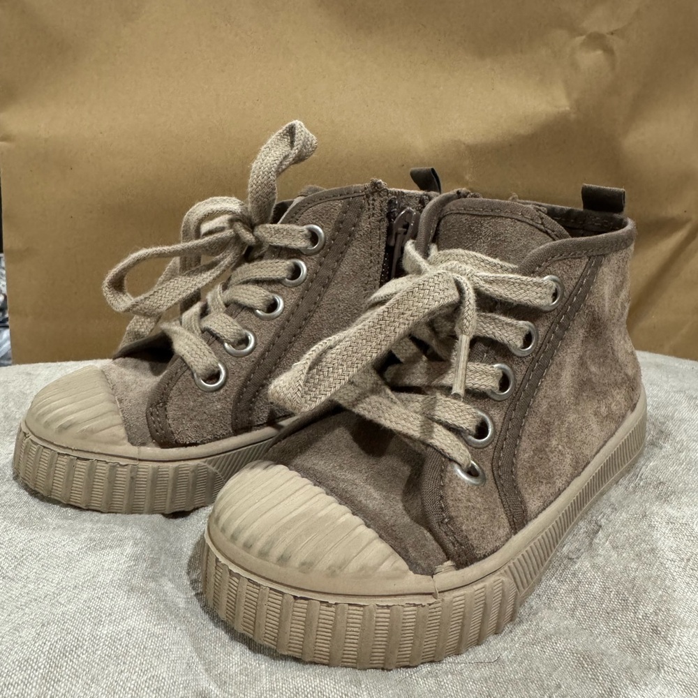 ZARA Brown Kids High-Top Sneakers SIZE 22
